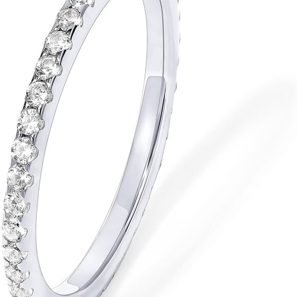 Jewelry - 14K Gold Plated Solid 925 Sterling Silver CZ Simulated Diamond Stackable Ring Et